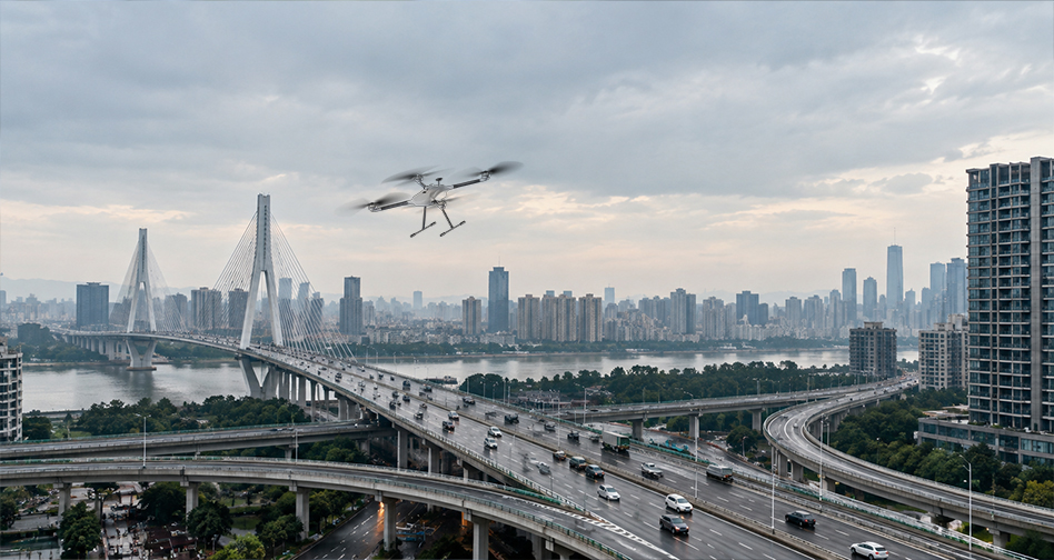 Low-noise UAV operation over urban roads and public areas for controlled acoustic impact